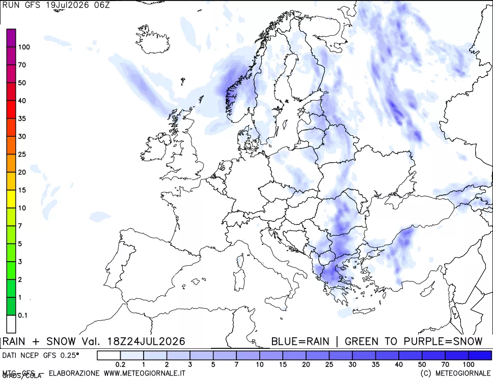 mappa Precipitazioni totali e nevose