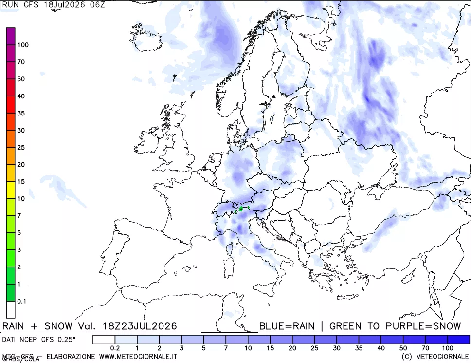 mappa Precipitazioni totali e nevose