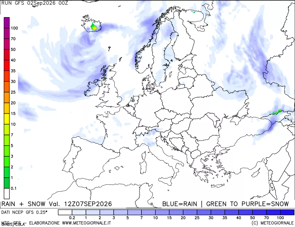 mappa Precipitazioni totali e nevose
