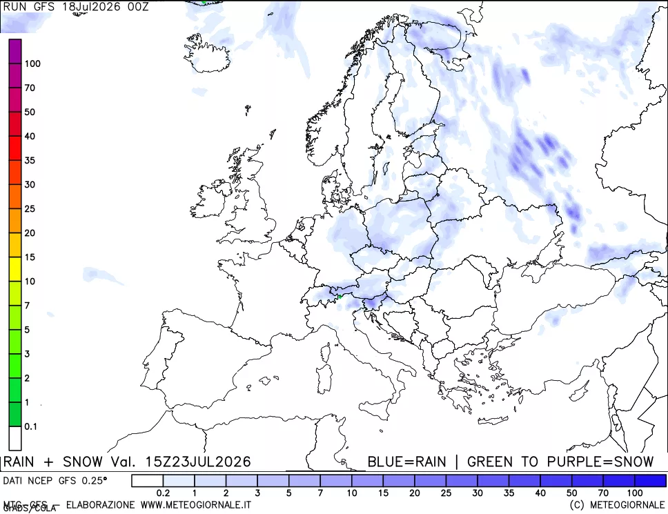 mappa Precipitazioni totali e nevose