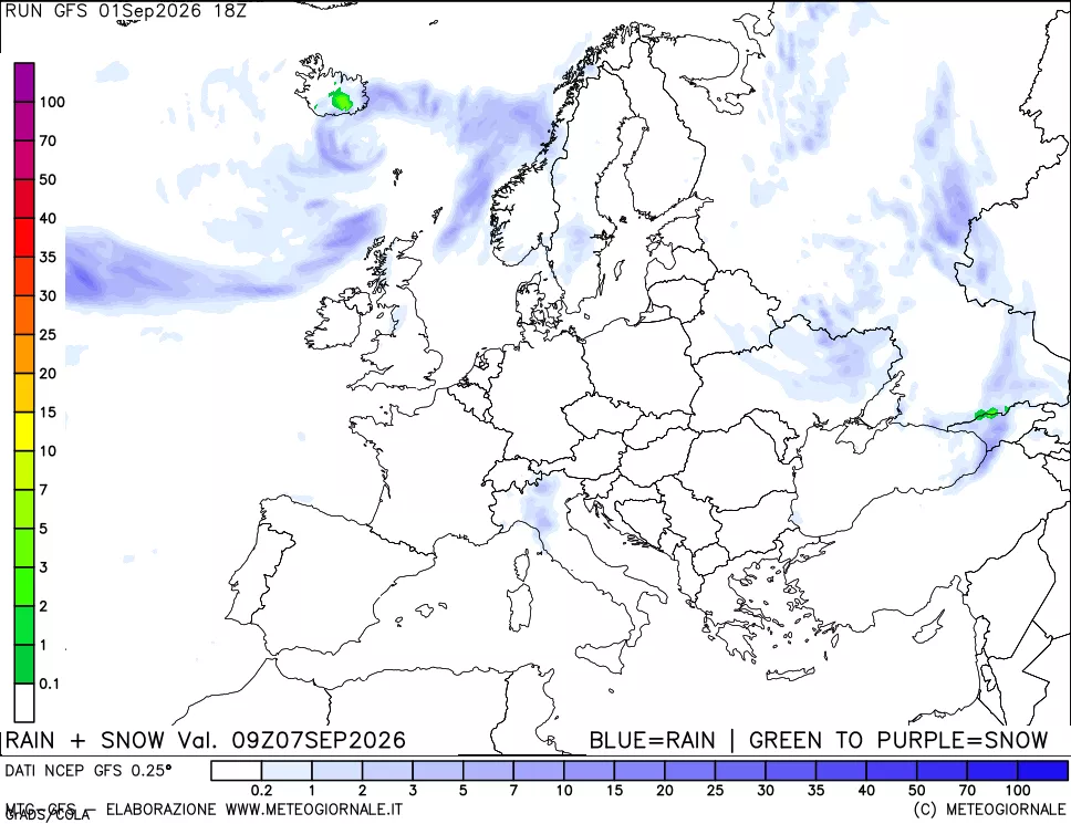 mappa Precipitazioni totali e nevose