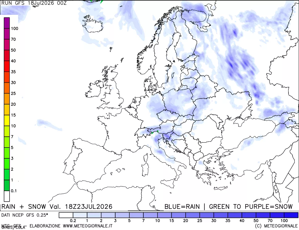 mappa Precipitazioni totali e nevose