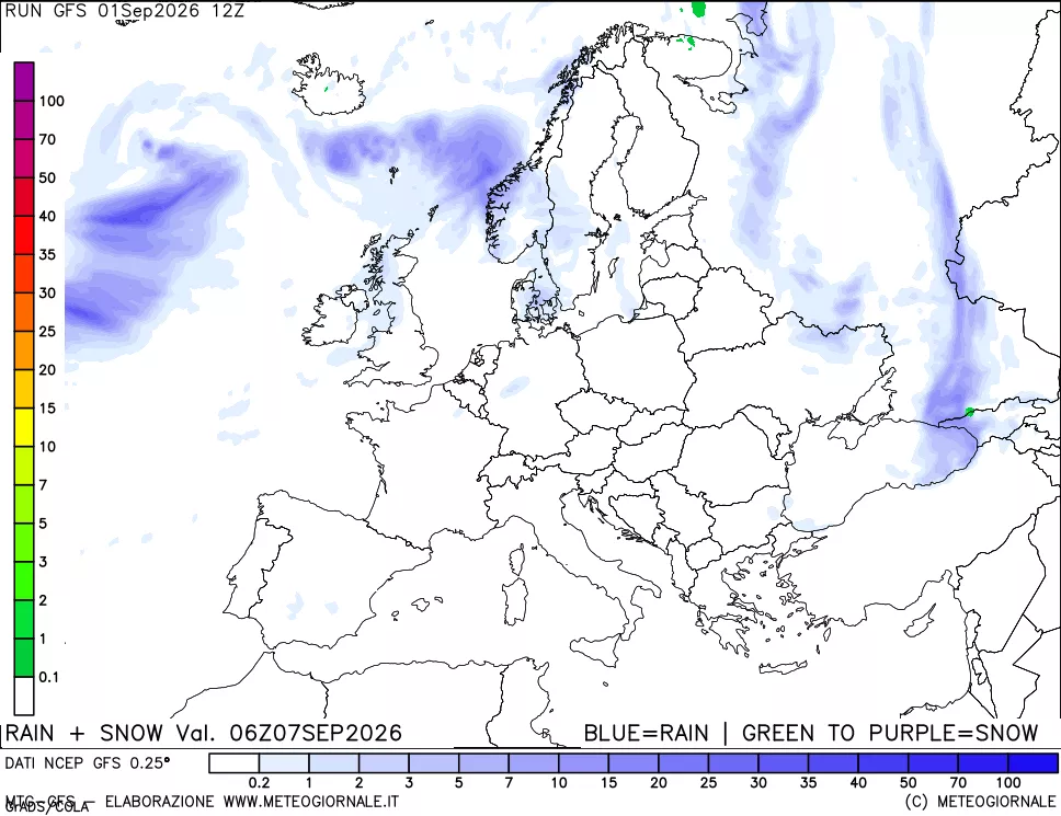 mappa Precipitazioni totali e nevose