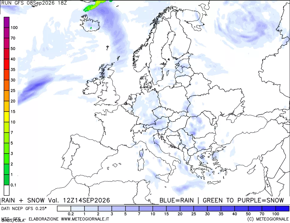 mappa Precipitazioni totali e nevose