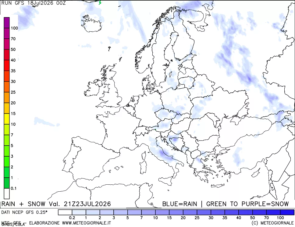 mappa Precipitazioni totali e nevose