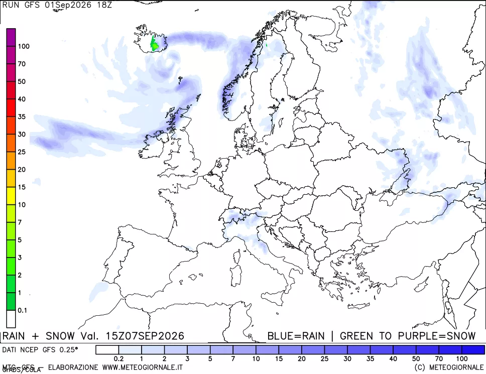 mappa Precipitazioni totali e nevose