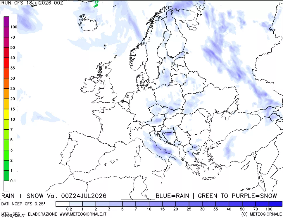 mappa Precipitazioni totali e nevose