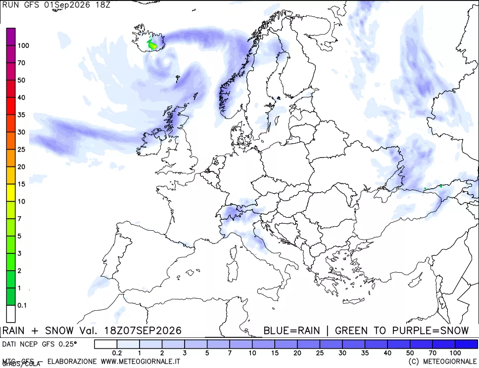 mappa Precipitazioni totali e nevose