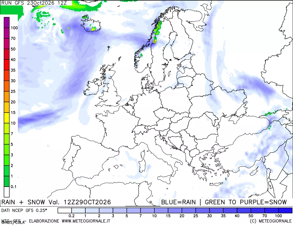 mappa Precipitazioni totali e nevose