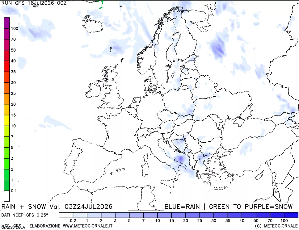 mappa Precipitazioni totali e nevose