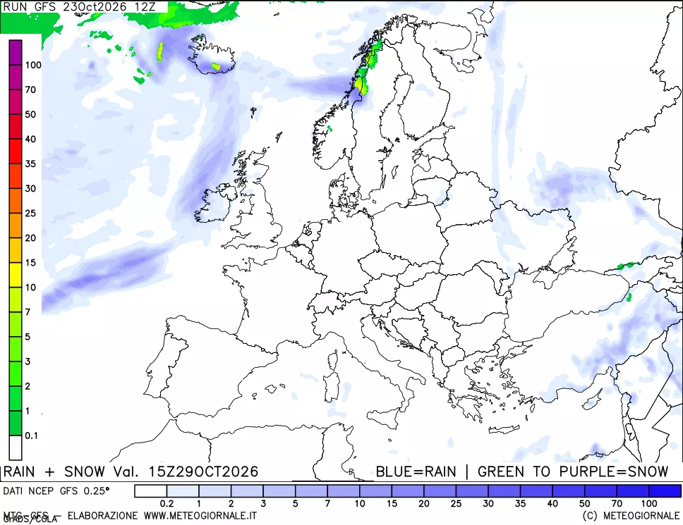 mappa Precipitazioni totali e nevose