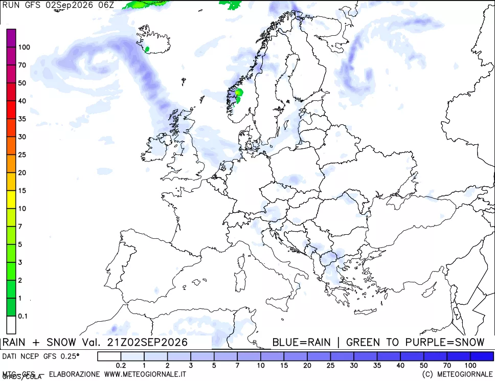 mappa Precipitazioni totali e nevose