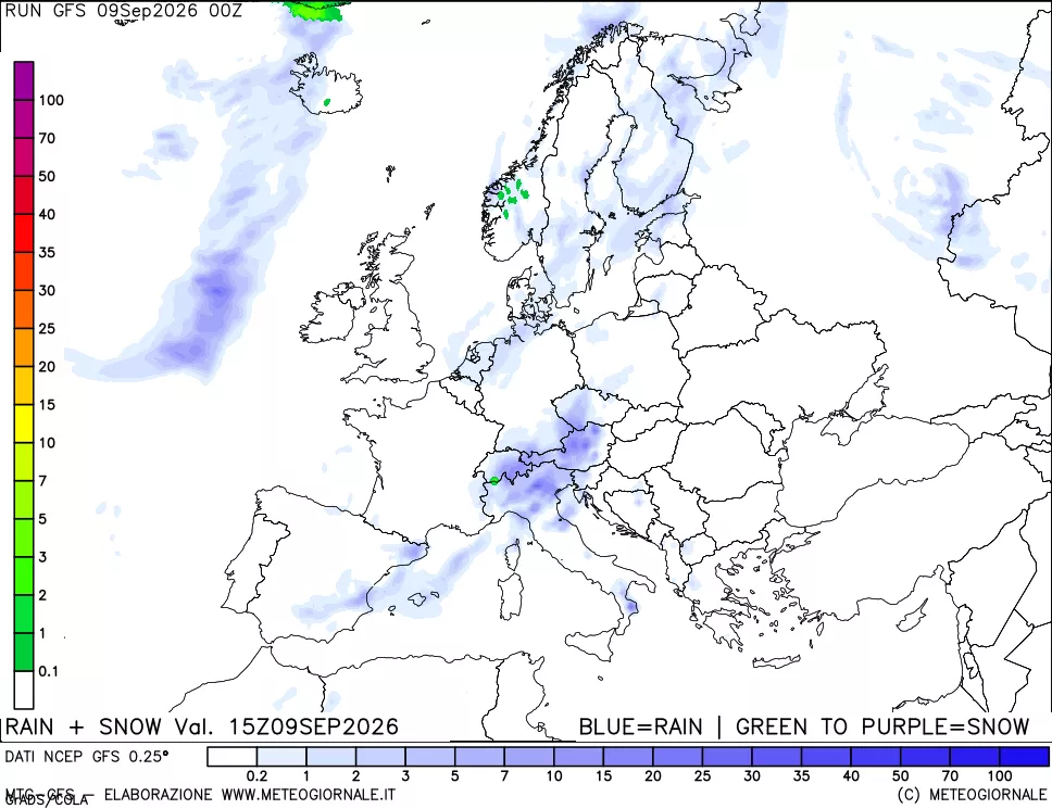 mappa Precipitazioni totali e nevose