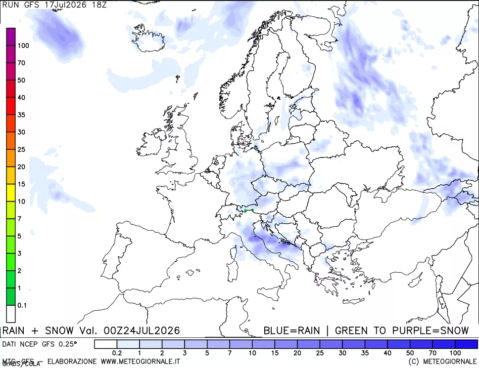 mappa Precipitazioni totali e nevose