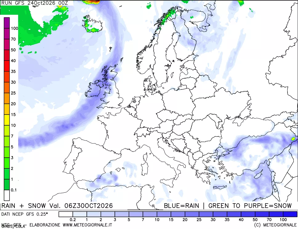 mappa Precipitazioni totali e nevose