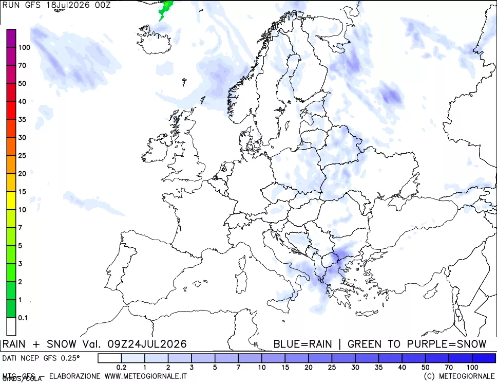 mappa Precipitazioni totali e nevose