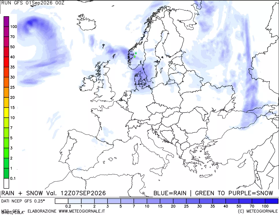 mappa Precipitazioni totali e nevose