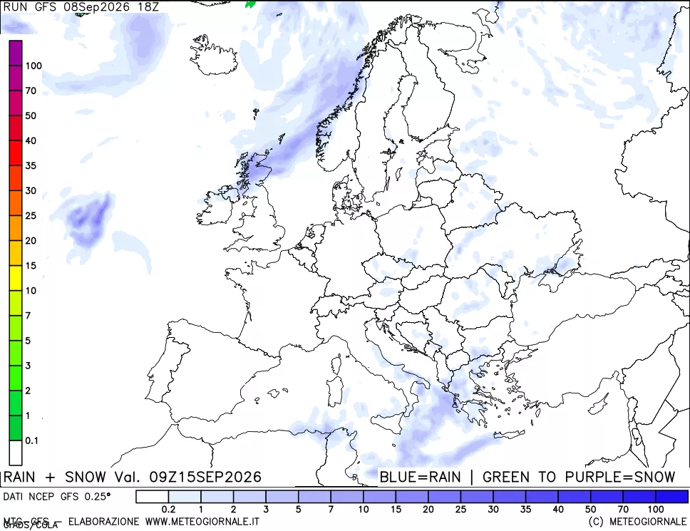 mappa Precipitazioni totali e nevose