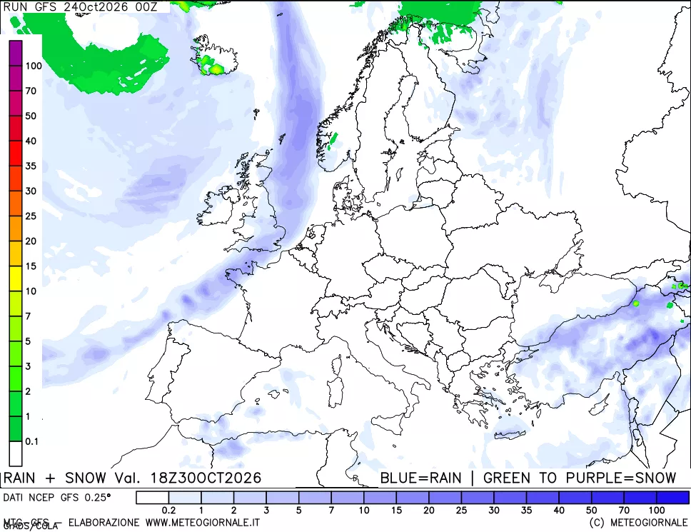 mappa Precipitazioni totali e nevose