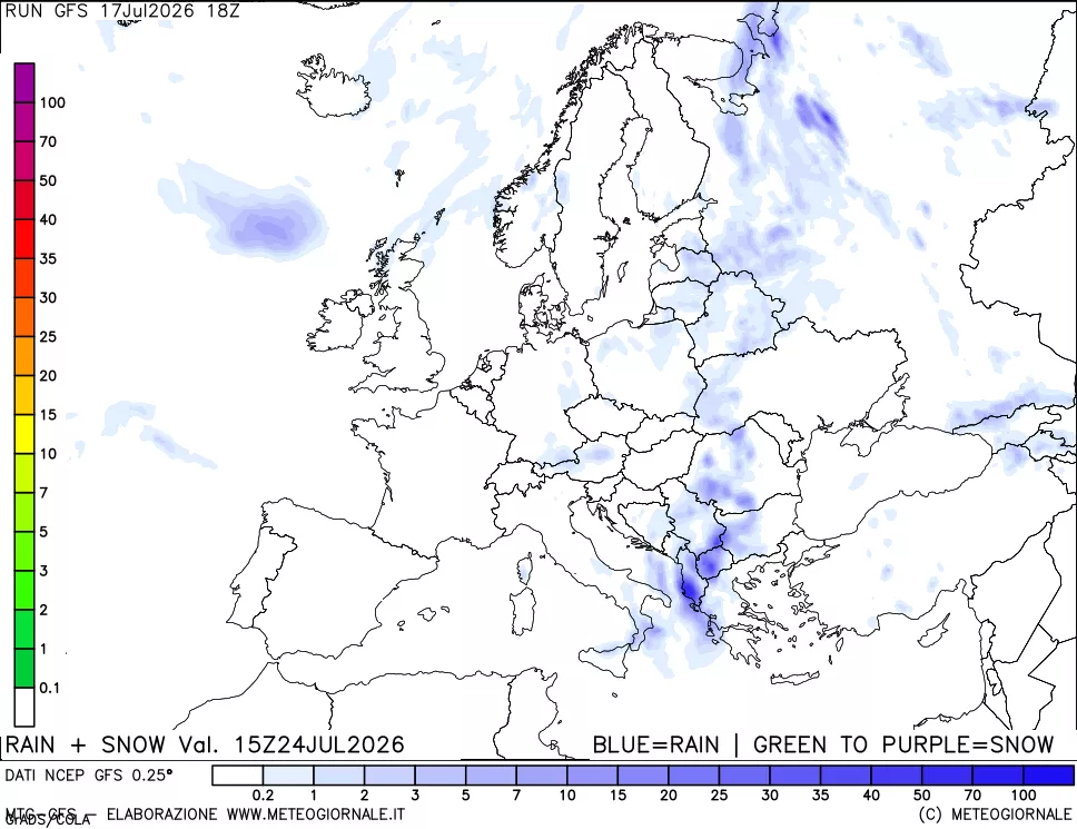 mappa Precipitazioni totali e nevose