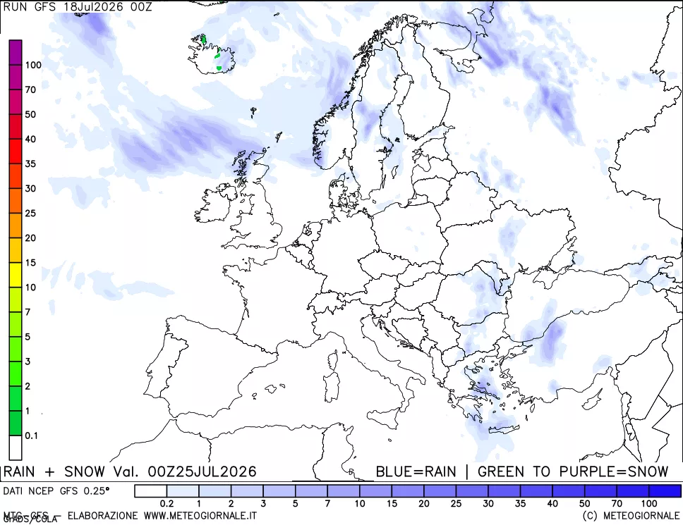 mappa Precipitazioni totali e nevose