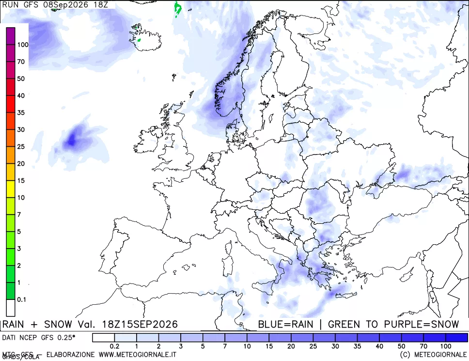 mappa Precipitazioni totali e nevose