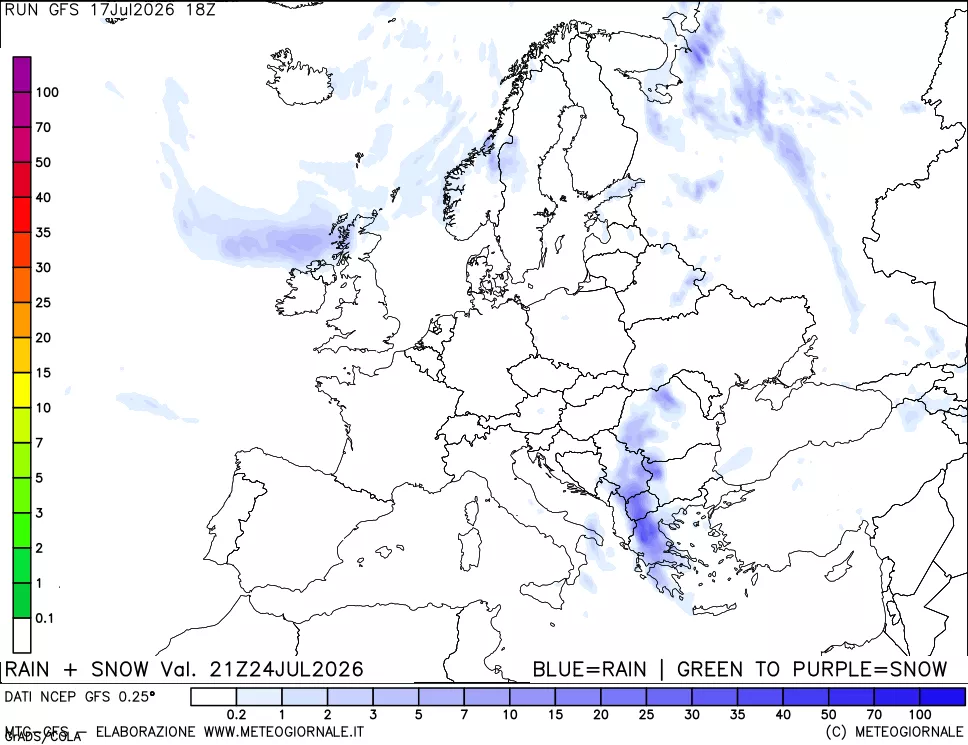 mappa Precipitazioni totali e nevose