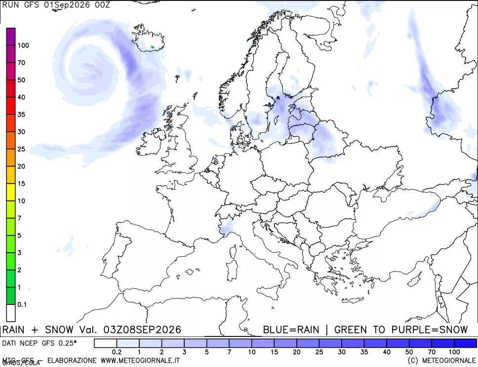 mappa Precipitazioni totali e nevose