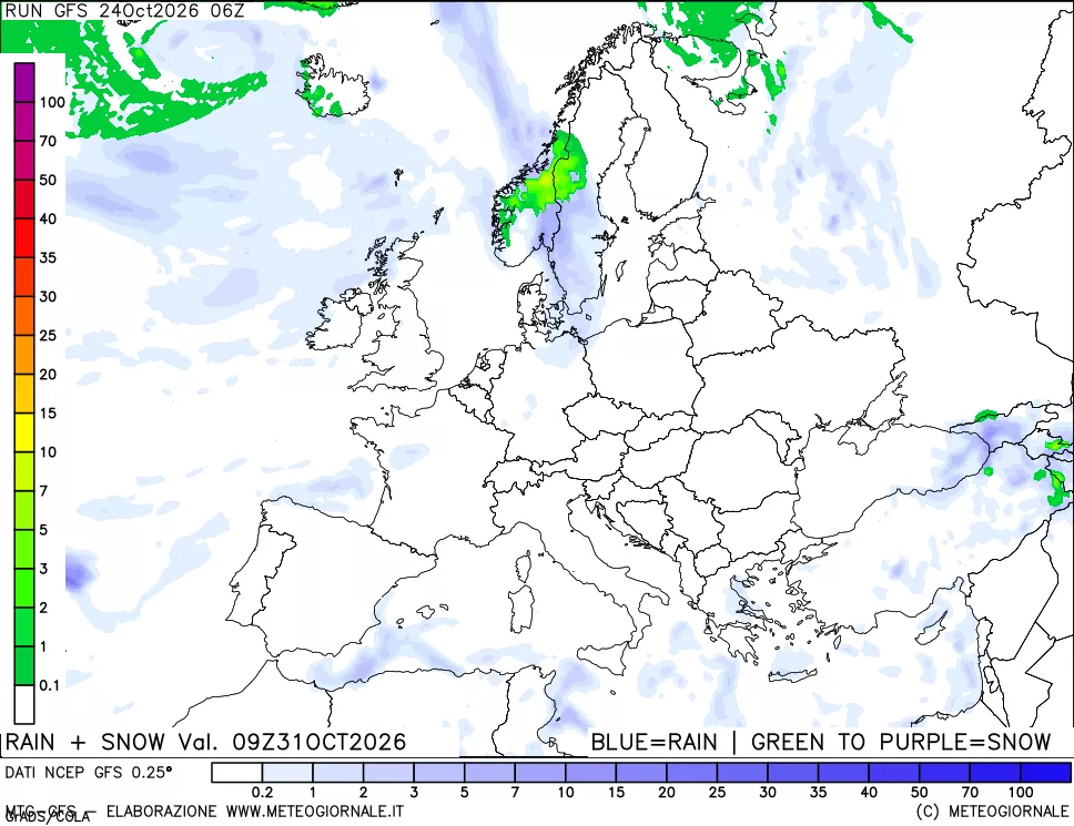 mappa Precipitazioni totali e nevose