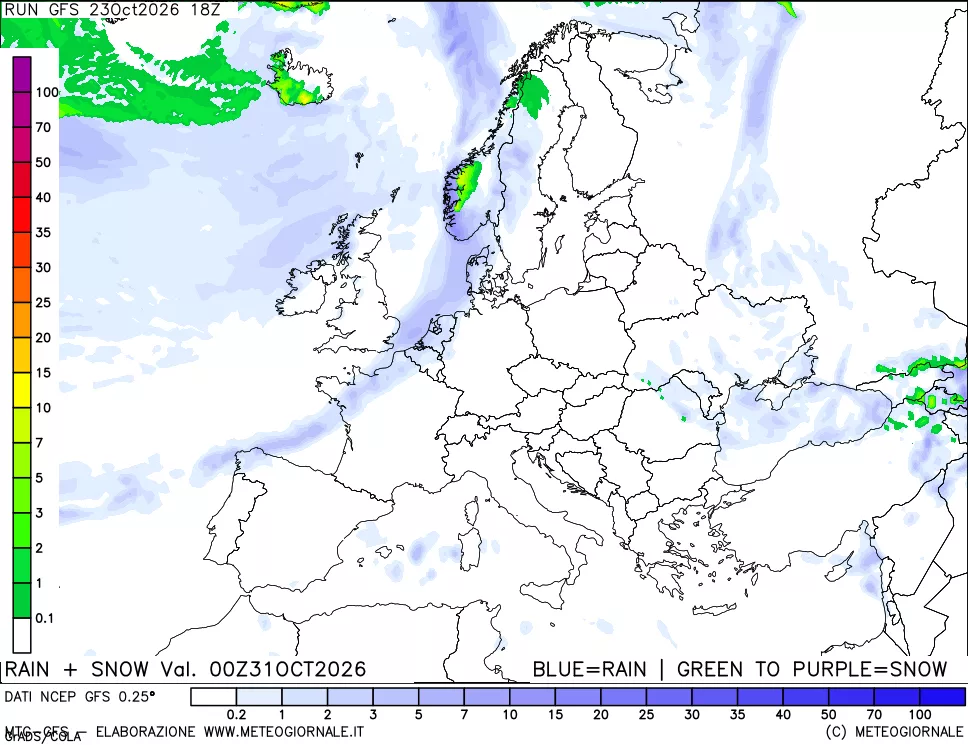 mappa Precipitazioni totali e nevose