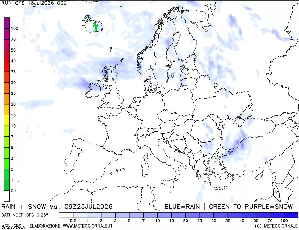 mappa Precipitazioni totali e nevose