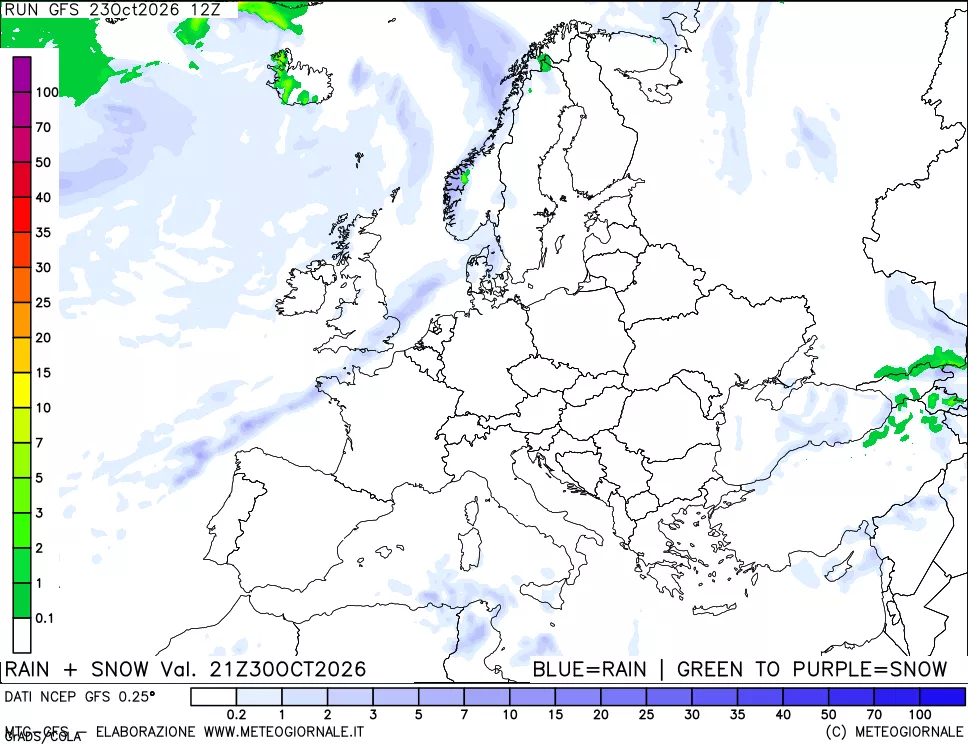 mappa Precipitazioni totali e nevose