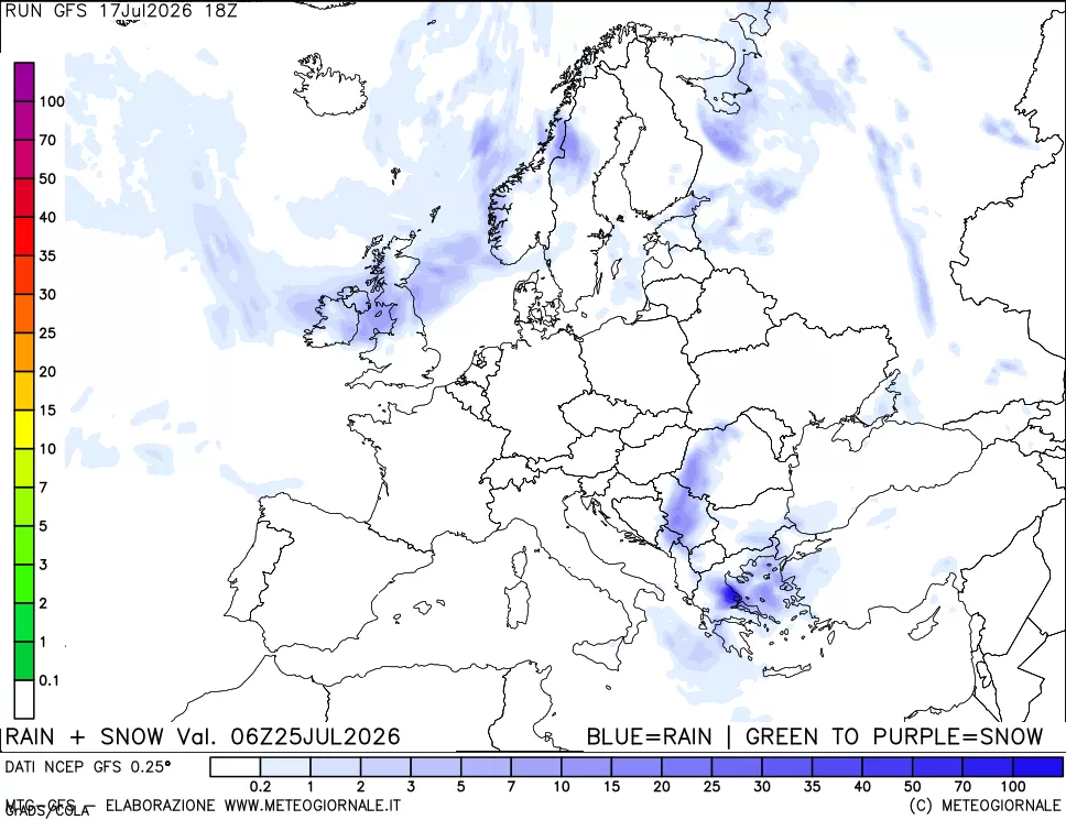 mappa Precipitazioni totali e nevose