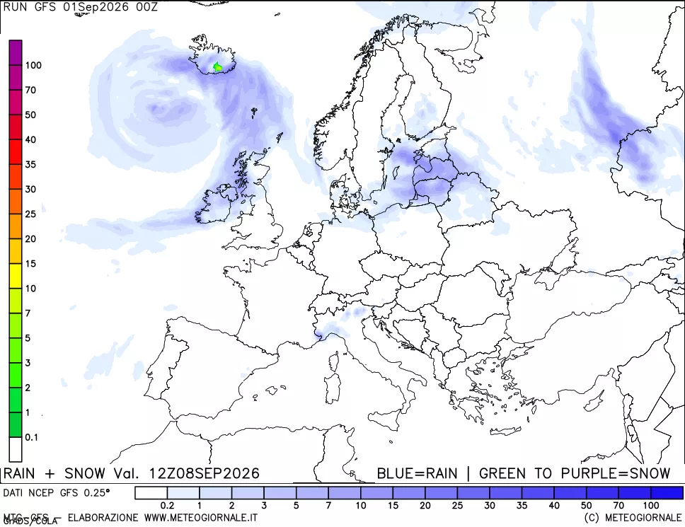 mappa Precipitazioni totali e nevose