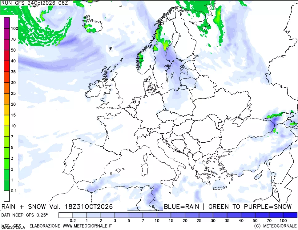 mappa Precipitazioni totali e nevose