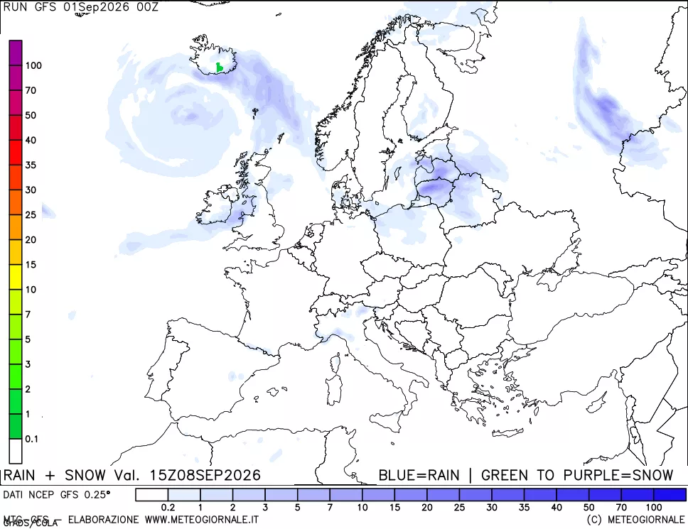 mappa Precipitazioni totali e nevose