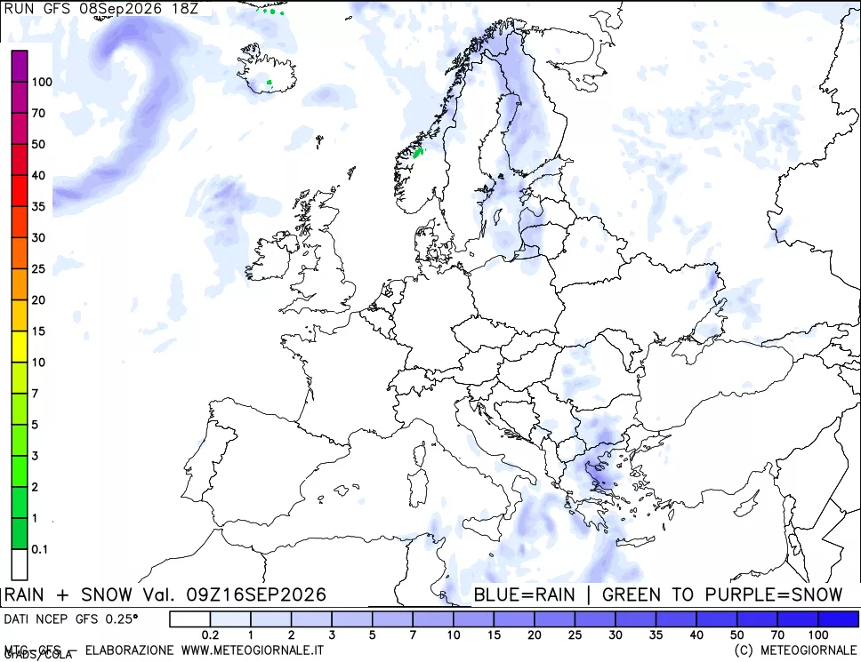 mappa Precipitazioni totali e nevose