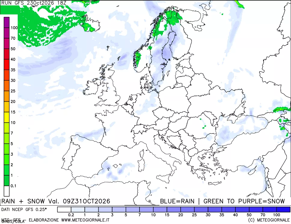 mappa Precipitazioni totali e nevose