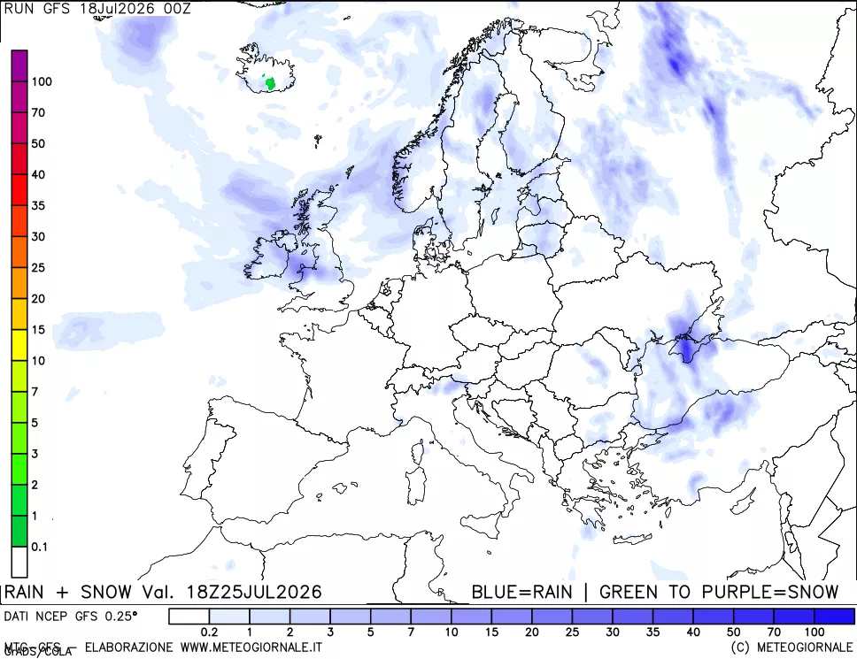 mappa Precipitazioni totali e nevose