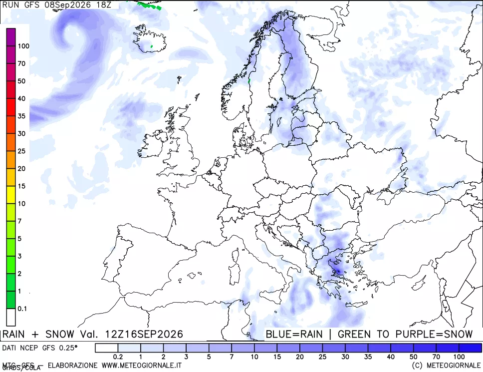 mappa Precipitazioni totali e nevose