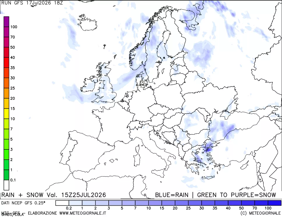 mappa Precipitazioni totali e nevose