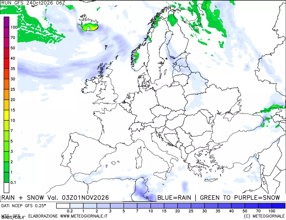 mappa Precipitazioni totali e nevose