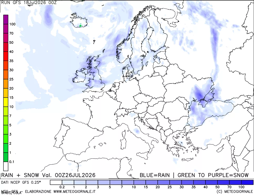 mappa Precipitazioni totali e nevose