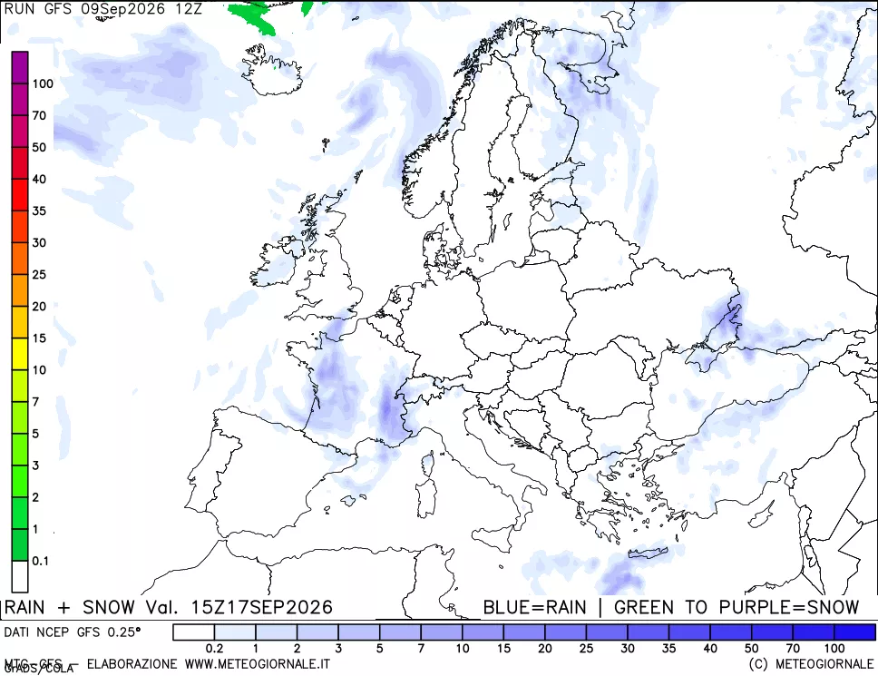 mappa Precipitazioni totali e nevose