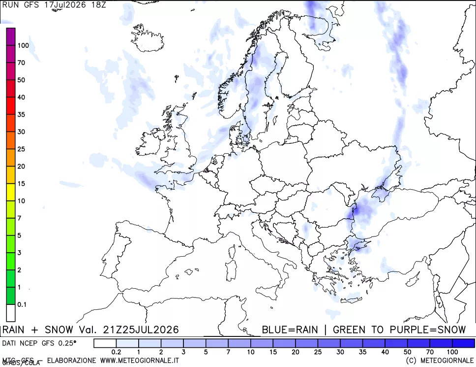 mappa Precipitazioni totali e nevose