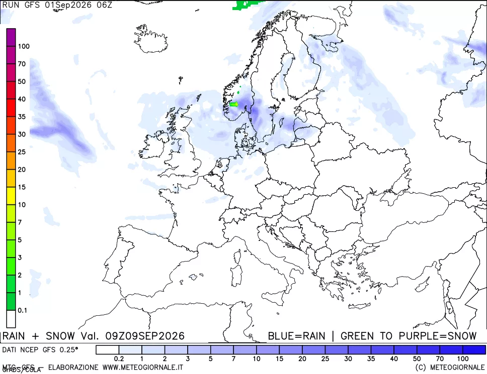 mappa Precipitazioni totali e nevose