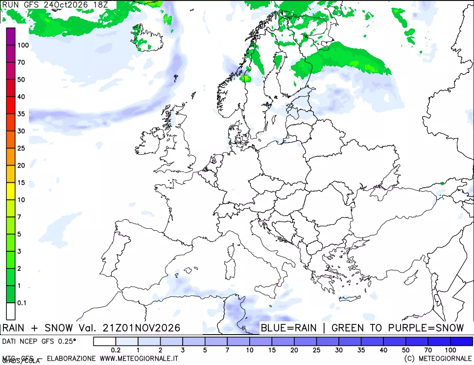 mappa Precipitazioni totali e nevose