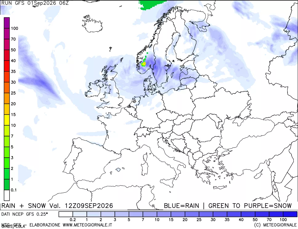 mappa Precipitazioni totali e nevose