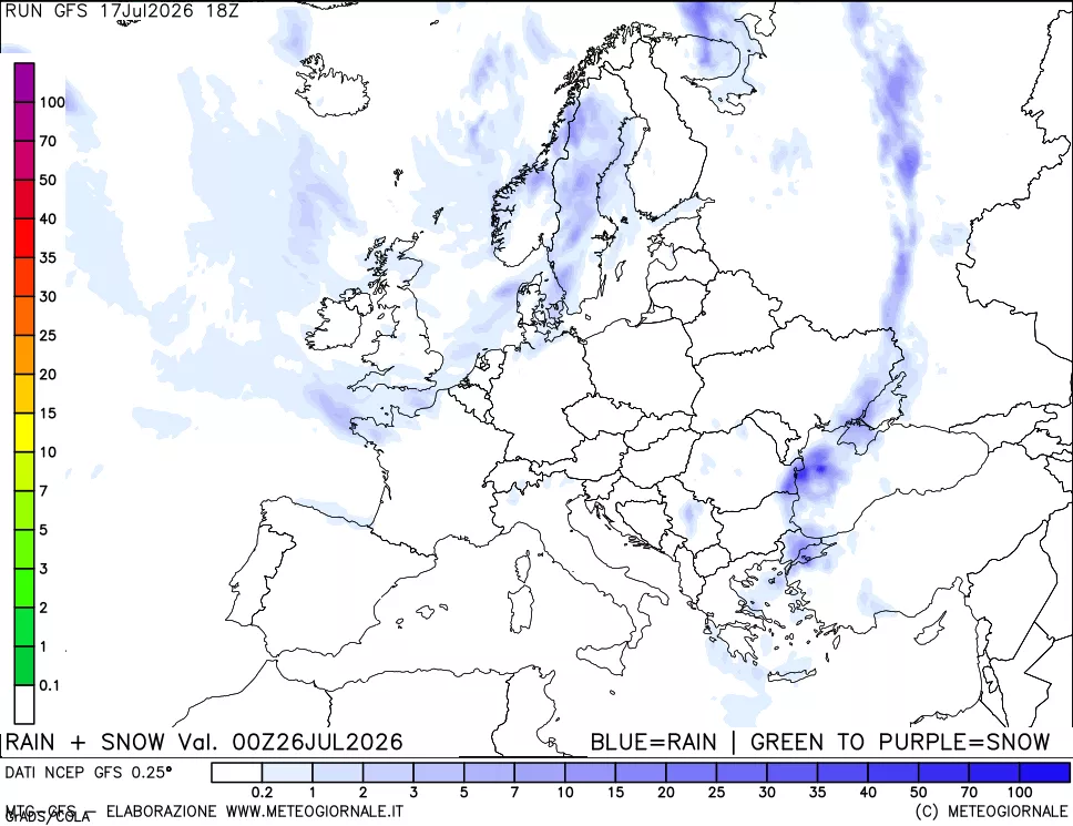 mappa Precipitazioni totali e nevose