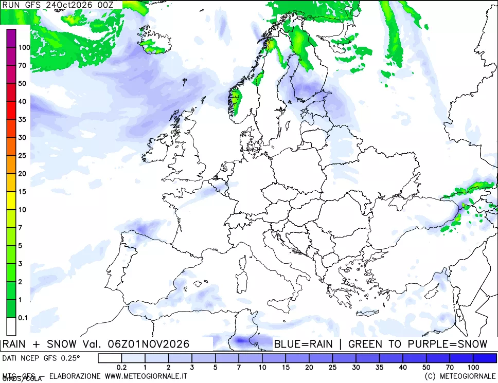 mappa Precipitazioni totali e nevose